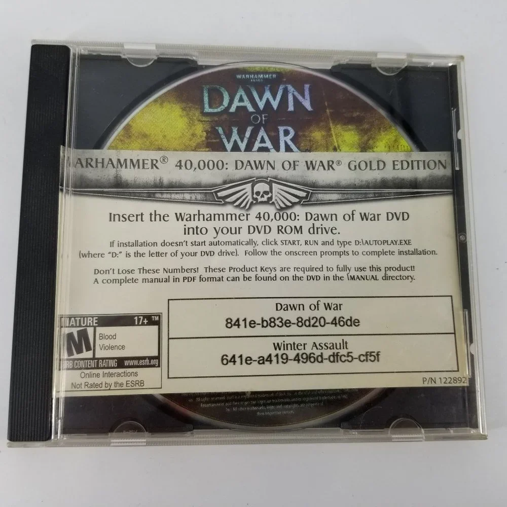 Warhammer 40K 40,000 Dawn of War Gold Edition Windows PC DVD CD Rom Game Fantasy